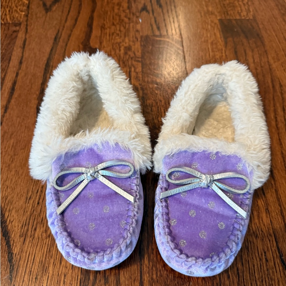 Target Purple Kids Slippers with Silver Bows